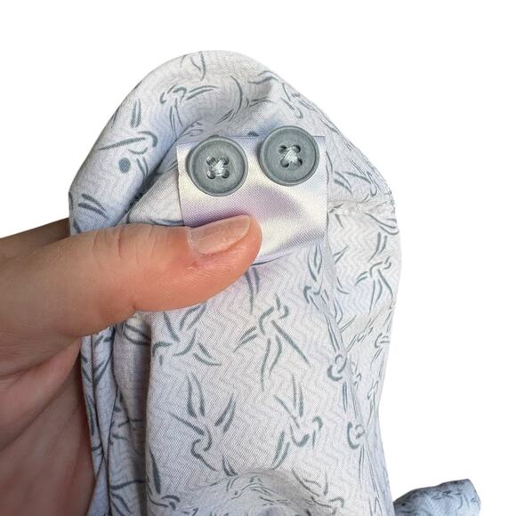 BODHI by Kotomori White Grey Abstract Birds Short Sleeve Button Down - M - Picture 6 of 7